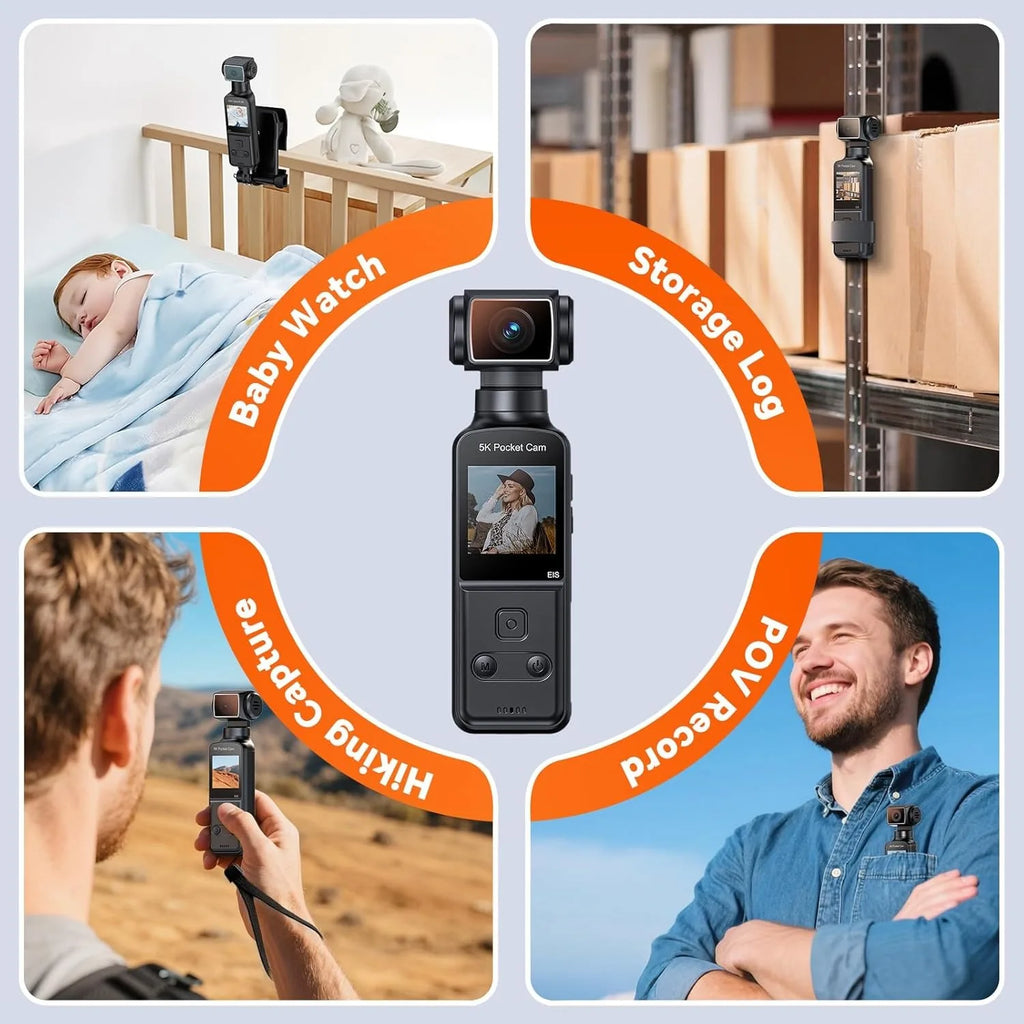 5K Body Camera Audio 270° Rotating Lens 128GB Mini Camera External Mic and EIS Stabilization 4K/60FPS Z14 Vlogging Camera
