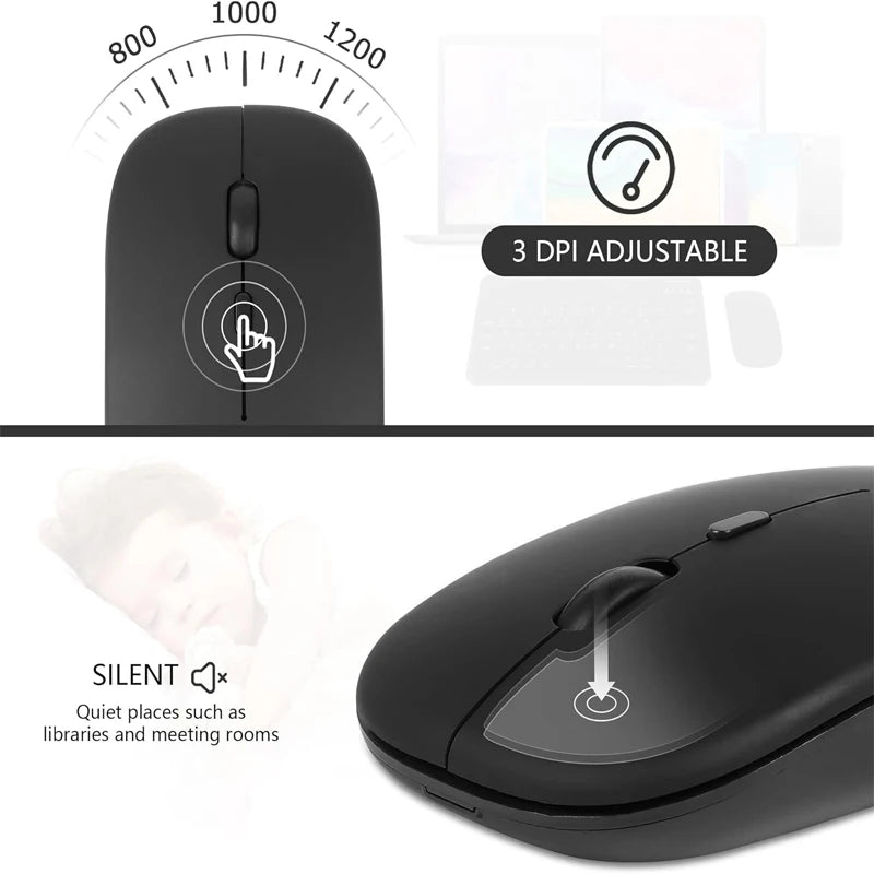 Rechargeable Wireless Mouse Bluetooth-compatible 2.4GHz