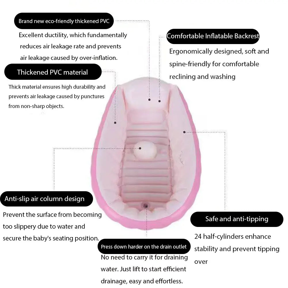 Inflatable Baby Bathtub with Air Pump Portable Foldable
