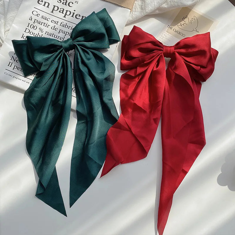 Solid Color Bow Ribbon Hair Clip New Women Large Bowknot Barrettes