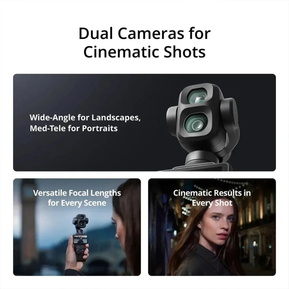 8K/4K Dual Cameras Cinematic Shots Near & Far 3-Axis Stabilization