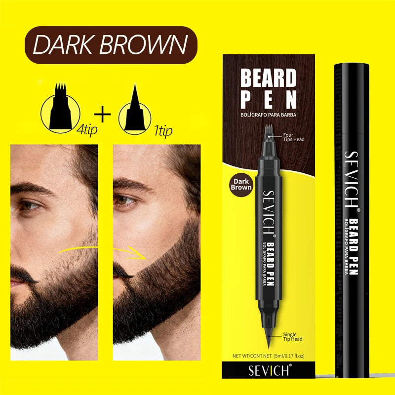 Natural Beard Dye Pen Long Lasting Beard Coloring For Men Beard Filler Pencil Removal White Grey Hair Moustache Coloring Shaping