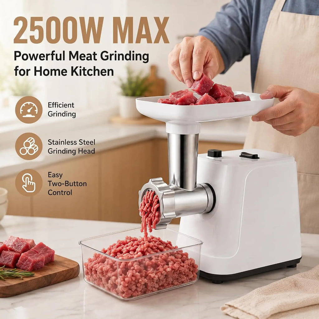 Meat Grinder Premium Compact Size Sausage Stuffer Kitchen Use White
