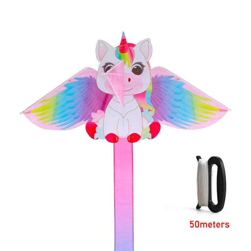 Yongjian Pink Unicorn Kite  small kite suitable for children or beginners, easy to fly With 50m kite string