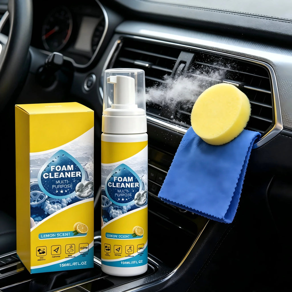 Foam Cleaner Car Interior Cleaning Foam Multi Purpose Car Interior Stain Remover Lemon Scent Car Seat Cleaning Foam Spray 150ml