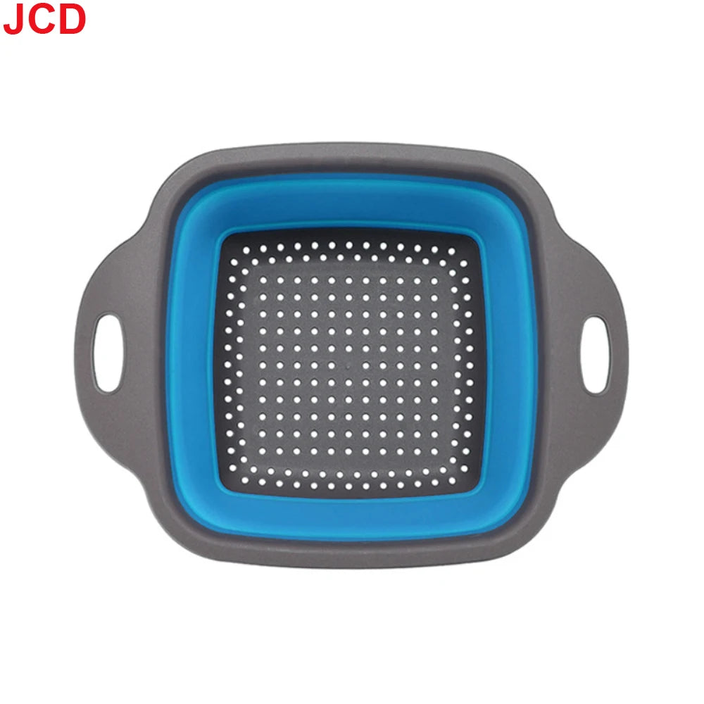 JCD 1pcs Fruit Vegetable Washing Basket Foldable Strainer Silicone Colander Dish Collapsible Drainer Filter Kitchen Storage Tool
