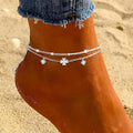 925 Silver Plated Lucky Clover CZ Anklets Waterproof Heart Charm