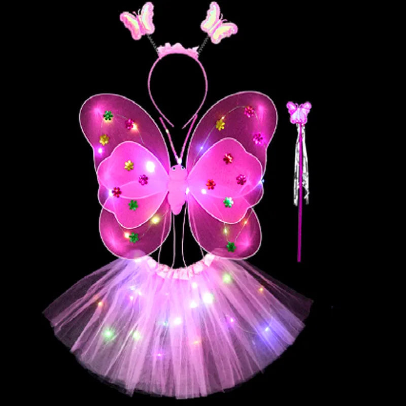 Luminous Butterfly Fairy Wings Flashing Butterfly Skirt Suit