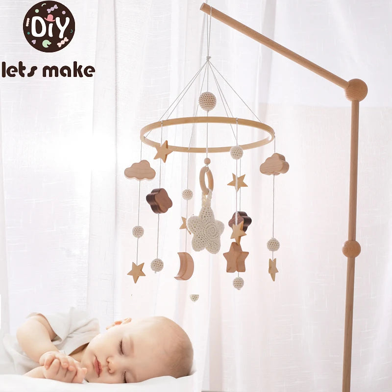 Let's Make Baby Rattle Toy 0-12 Months Wooden Mobile Newborn Music Box Bed Bell Hanging