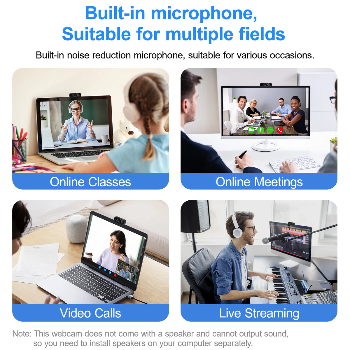 HD 1080P Web Camera with Microphone Autofocus