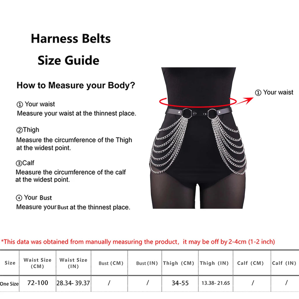 Women Sexy Leg Chain Harness garter Belt Waist Corset Belt Leather Harness Waists Thigh Harness Gothic Clothing Accessory