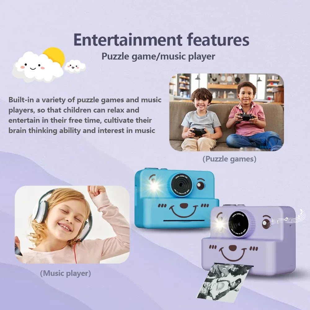 Kids Digital Camera With Instant Print Mini Printer 2.8inch Video Portable Thermal Instant Photo Print Kids Camera With Printer