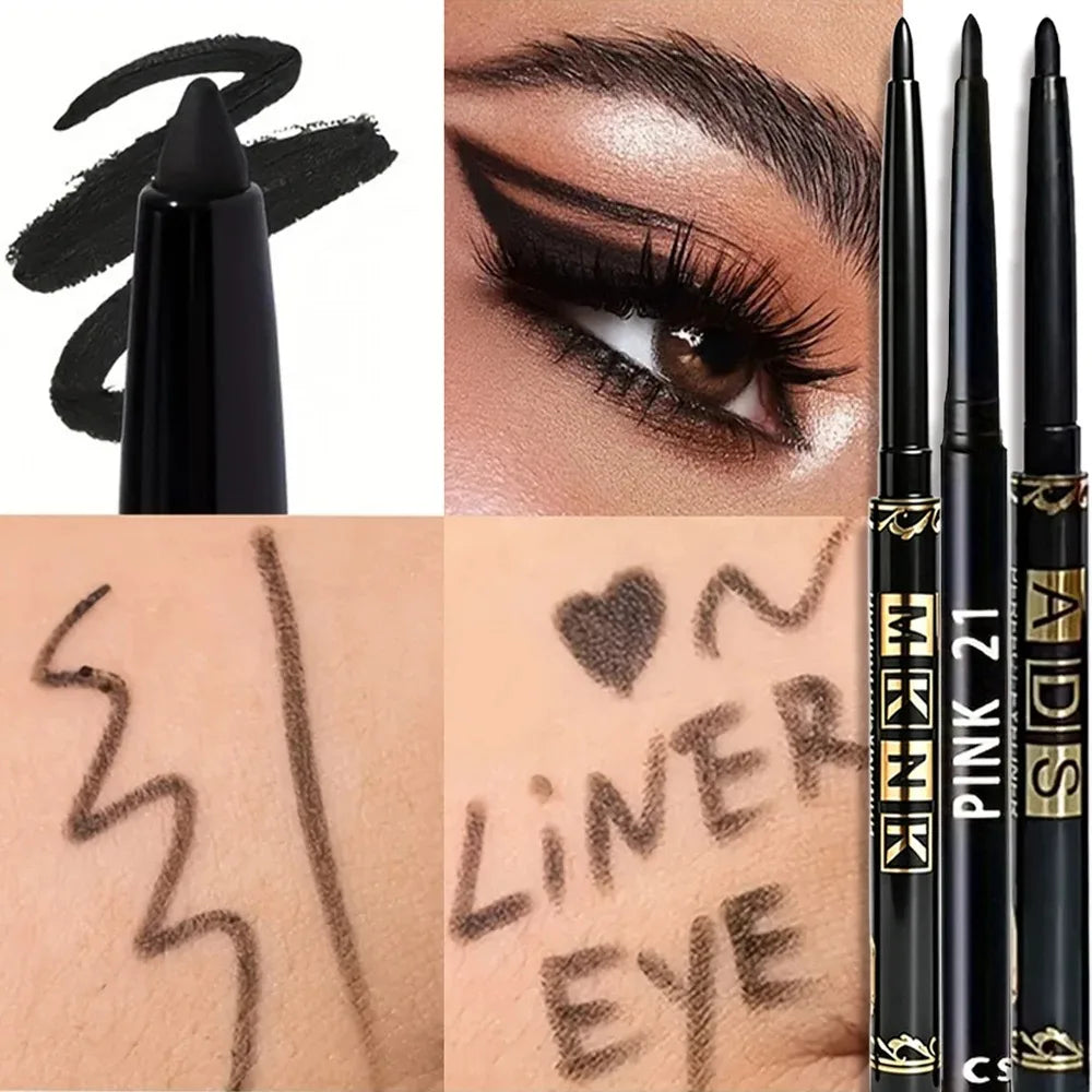 3Pcs Automatic Retractable Eyeliner. High-Pigment Matte Waterproof