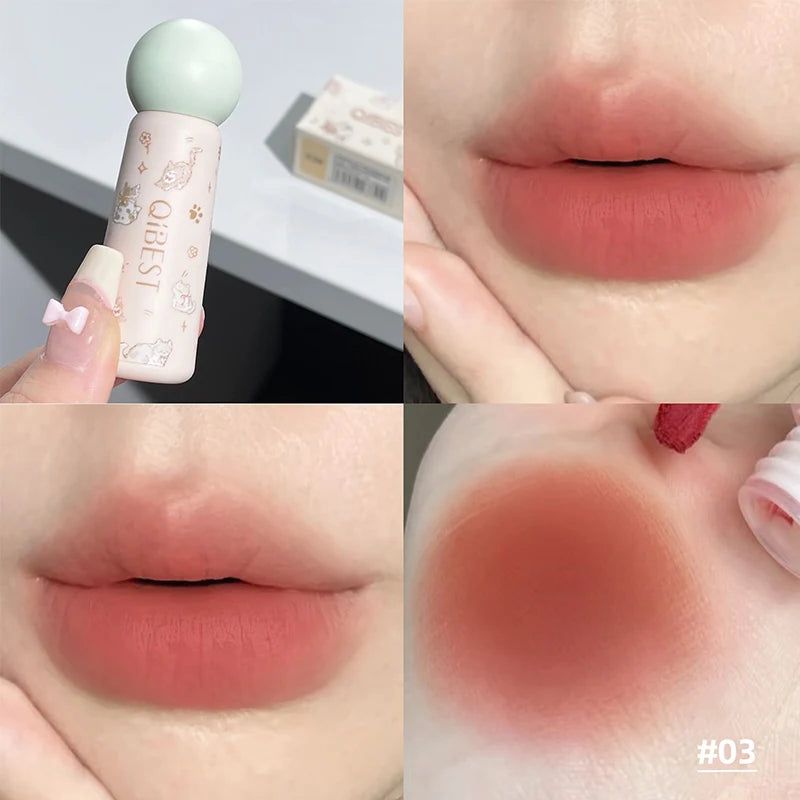 QIBEST Nude Matte Lip Mud Waterproof Non-stick Liquid Lipstick