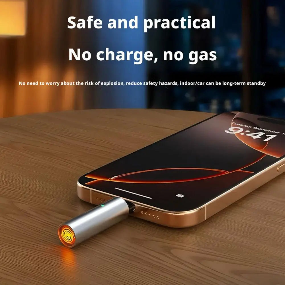 Flameless Type-C Cigarette Lighter Windproof No Need Charging Portable USB-C Lighter Fast Ignition Safe Blowing Air Lighter