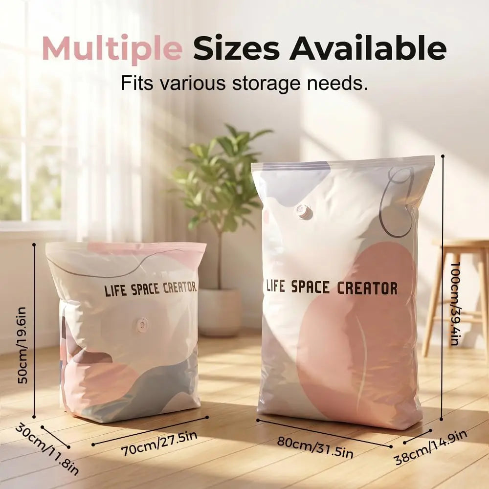2pcs No Pump Vacuum Bags, Space Saver Compression Storage