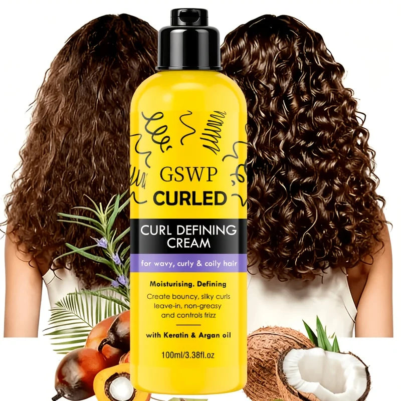 GSWP Argan Oil Curl Cream. Tames frizz and smooths curly hair.