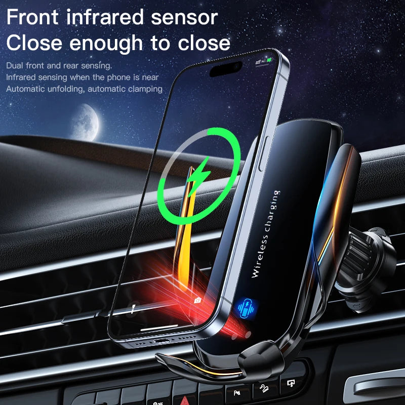 1PC updated car wireless phone holder with wireless charging, universal ventilation components, 360 ° rotating arm, USB connecto