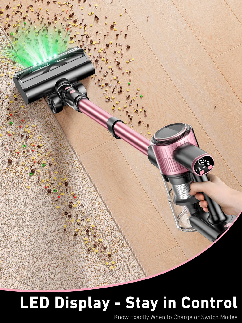 Cordless Vacuum Cleaner, 55Kpa/500W/45min 10 in 1 Powerful Stick Vacuum