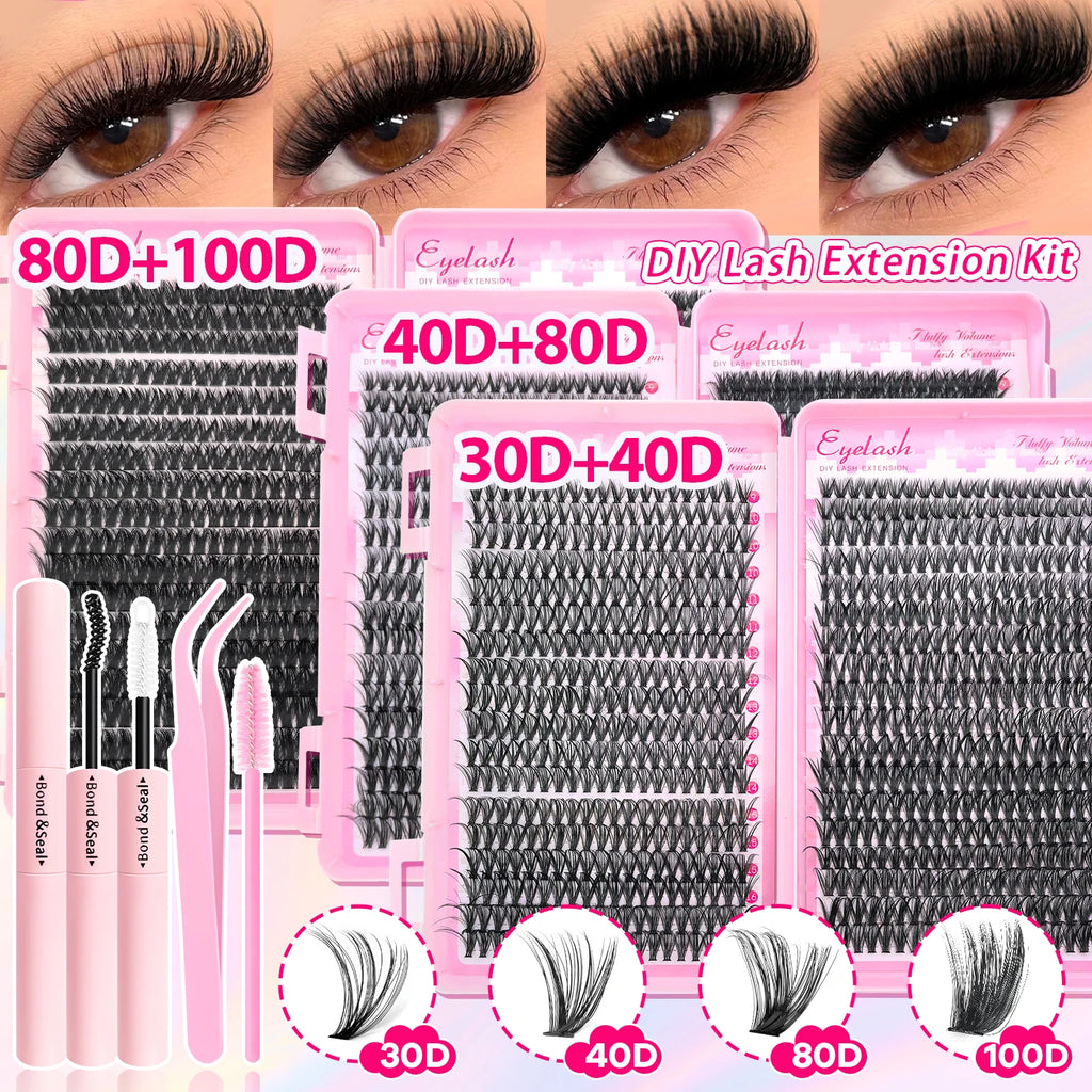 720 Cluster 30-100D Lashes Kit – 3 Sizes, Mix-&-Match Lengths for Custom Volume! Buildable, Fluffy Glam