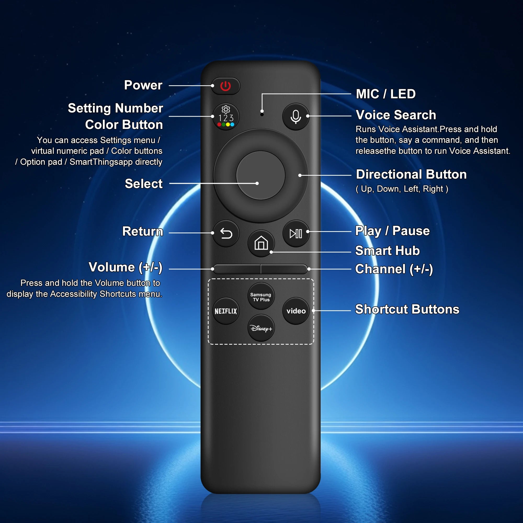 Voice Remote Control for Samsung Smart TV NEO QLED Replacement Solar Remote Control for Samsung TV Rechargable Remote Control