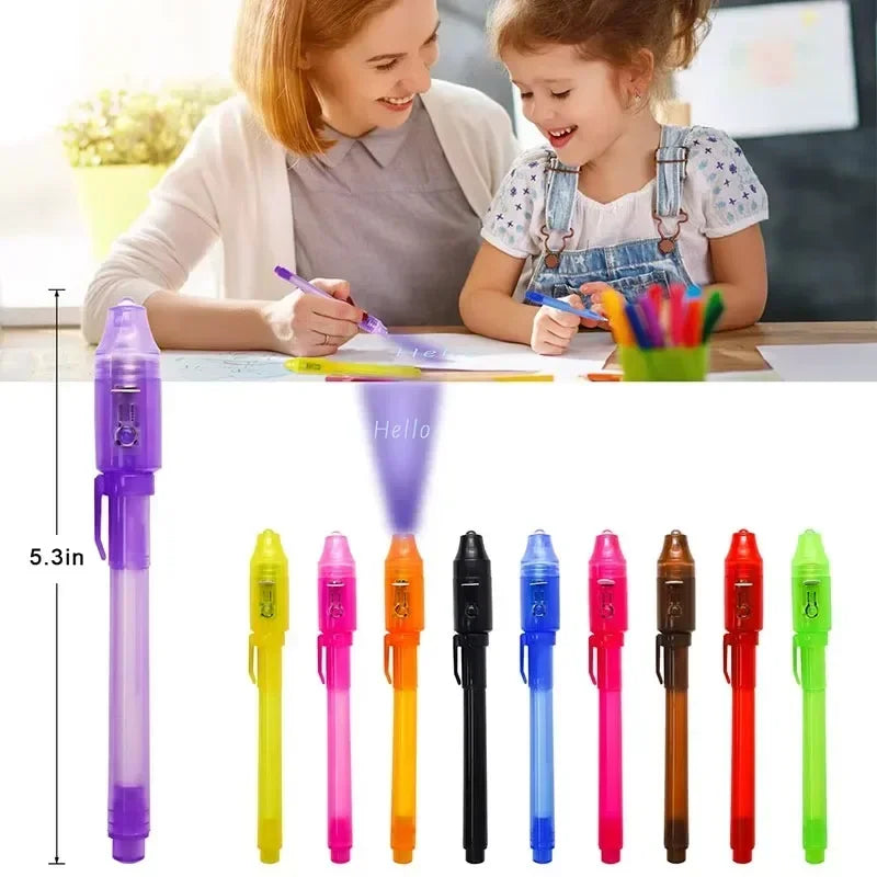 4-12pcs Invisible Ink Pen Spy Pen with UV Light Magic Marker