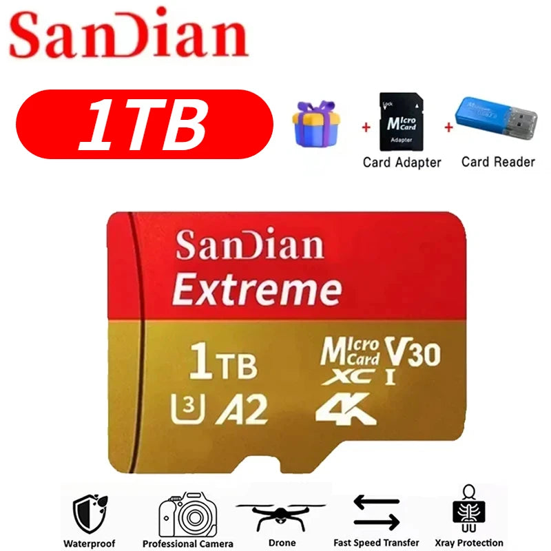 Original 512GB Micro TF Card V30 Class10 128GB Flash Card 256GB Memory Card for Surveillance/PC/MAC