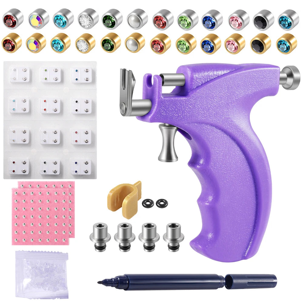 Professional Ear Piercing Gun Tool Set Steel Stud Earrings Safe