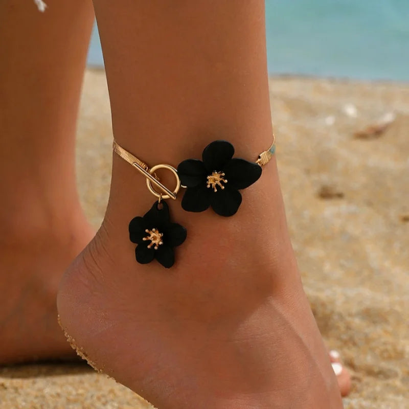 Elegant Chic Flower Pendant Anklet for Women Vacation & Daily Wear Summer Boho Foot Chain Party Jewelry Gifts