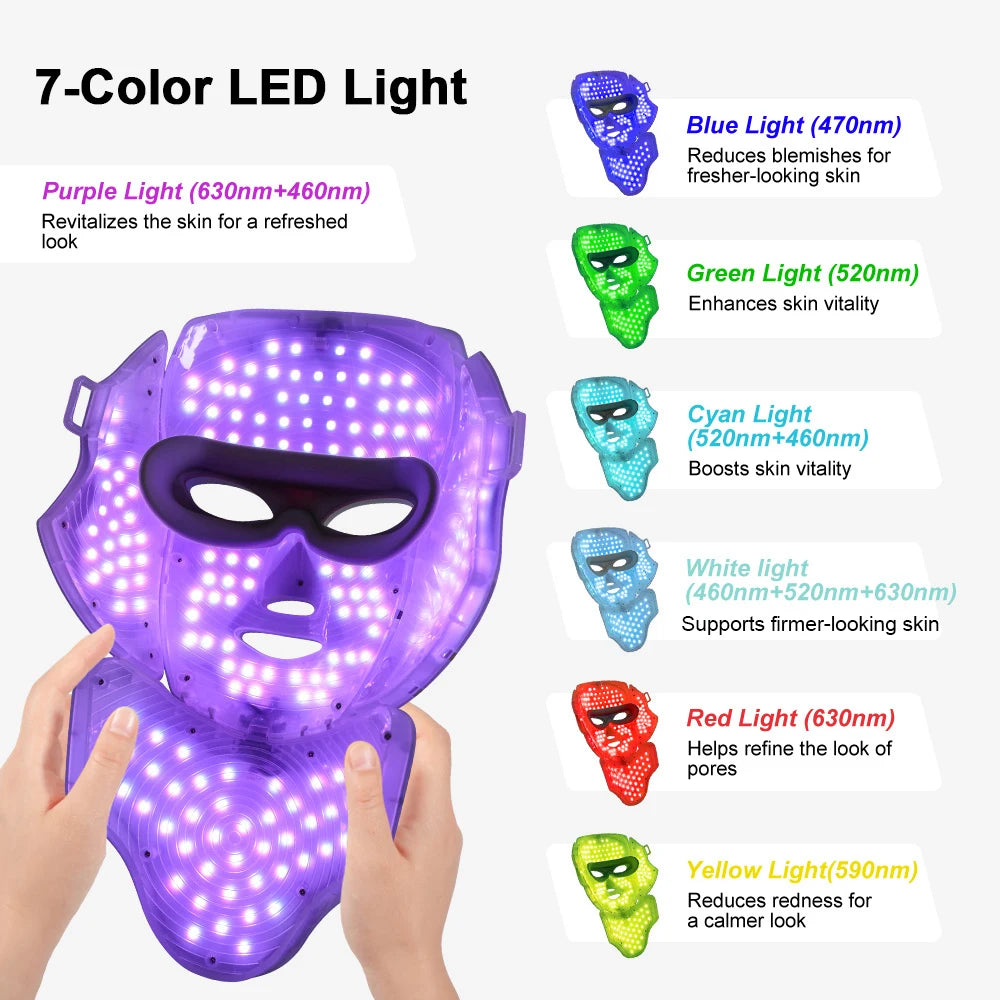 7 Colors Photon Face Neck Beauty Mask Wireless Facial LED