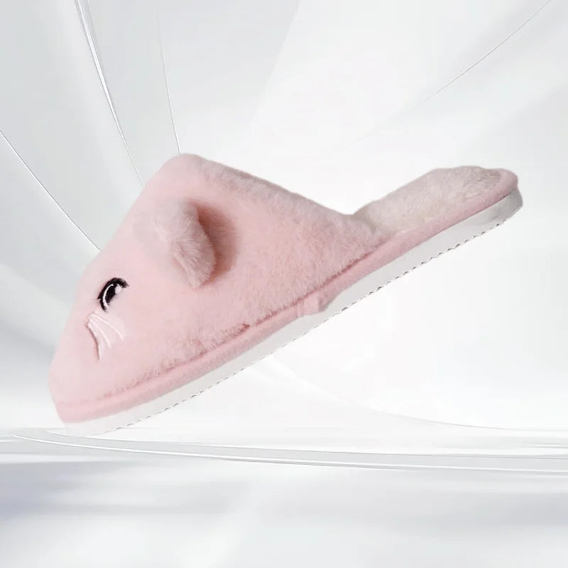 2025 Women Cute Cat Fluffy Furry Home Slippers Couples Indoor