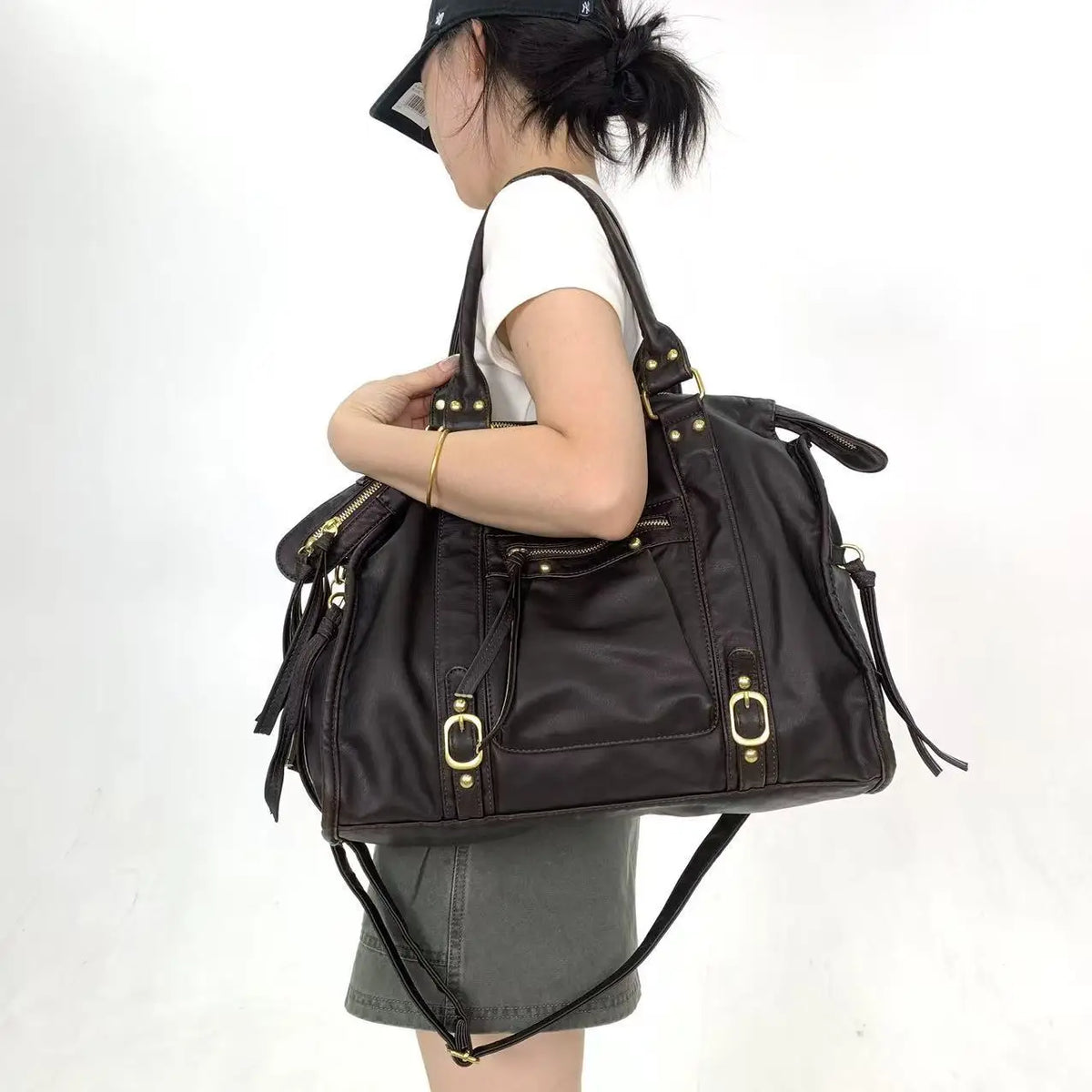 Y2K Millennium Hot Girl Motorcycle Tote Bag Large Capacity