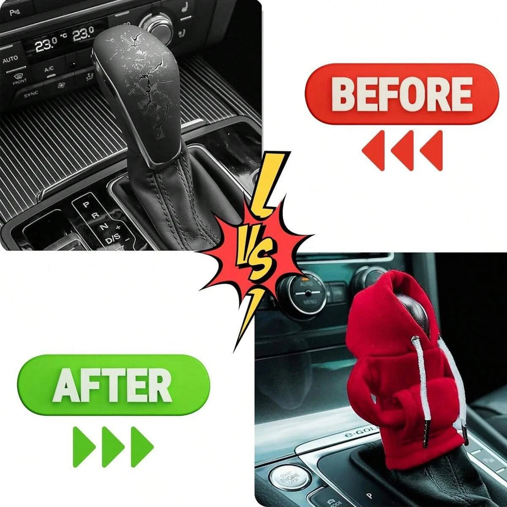 Car Gear Shift Lever Cover Hoodie Sweatshirt Creative Decorative Protection for Transmission Stick Shift Hand Brake
