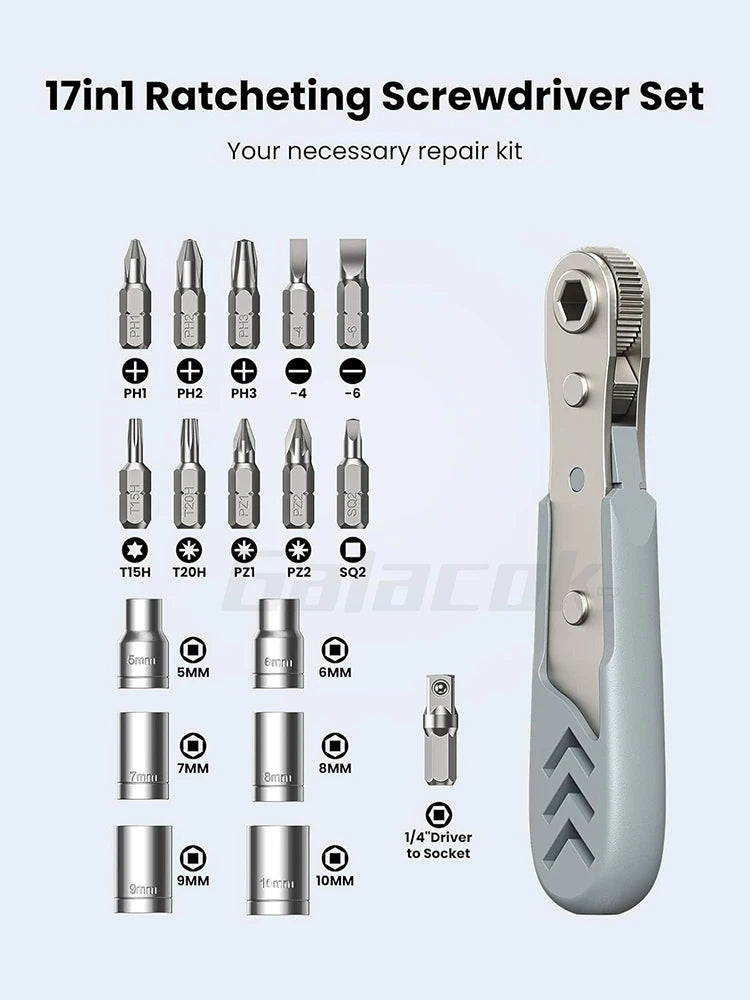 24 in 1 Right Angle Ratcheting Screwdriver Set 36-Tooth