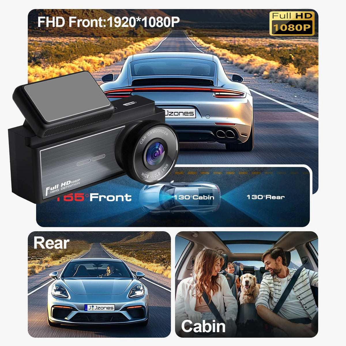 3 Channel Dash Cam HD 1080P Wifi Inside Vehicle Car DVR