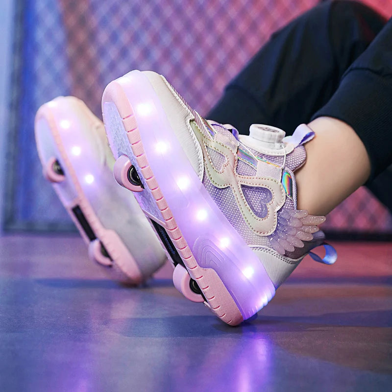2 Wheels Children's Led Light Roller Skate Shoes Outdoor