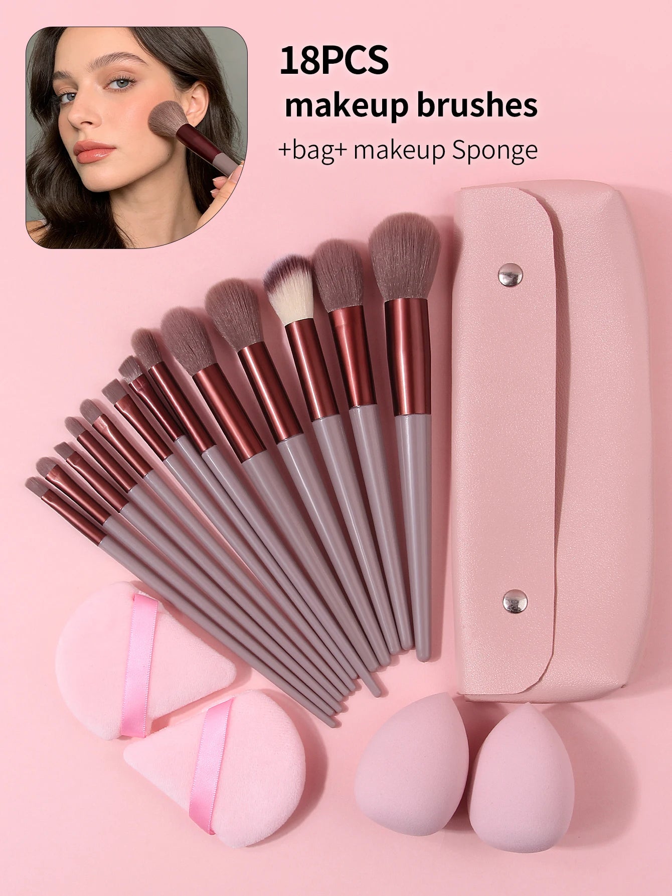 Soft Fluffy Professional Makeup Brush Set, Including Foundation/Loose Powder/Eyeshadow Brushes and Makeup Sponge Beauty Tool