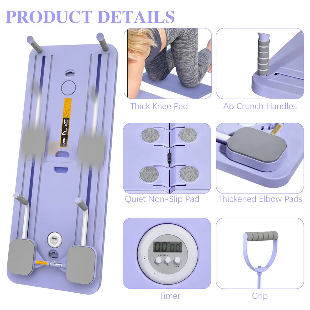 Foldable Pilates Board Full Body Fitness Trainer With Automatic Rebound Multifunctional Abdominal Board Exercise Equipment