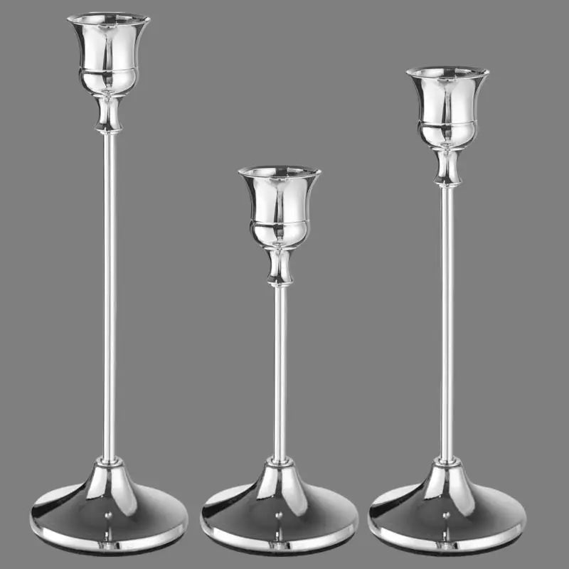Vintage Elegant Metal And Aluminum Set Of 3 Tabletop Candle Holders, Suitable For Wedding Anniversary, Home And Hotel Decoration