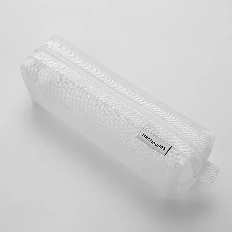 Mesh Pencil Case Transparent Pens Pouch Cute Simple