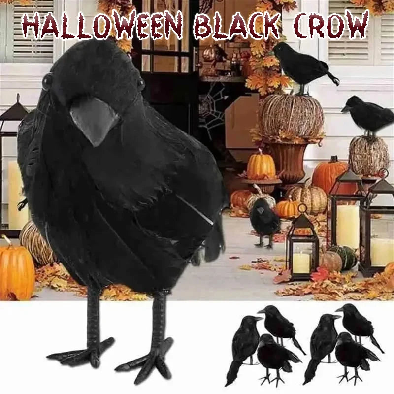 Black Crow Decoration Pest Repeller Realistic Halloween Prop