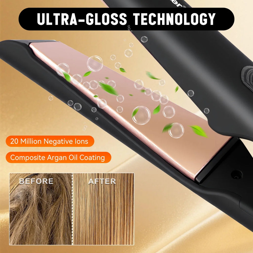 2‑in‑1 Hair Straightener and Curler Iron, Professional Hair Styling Tool