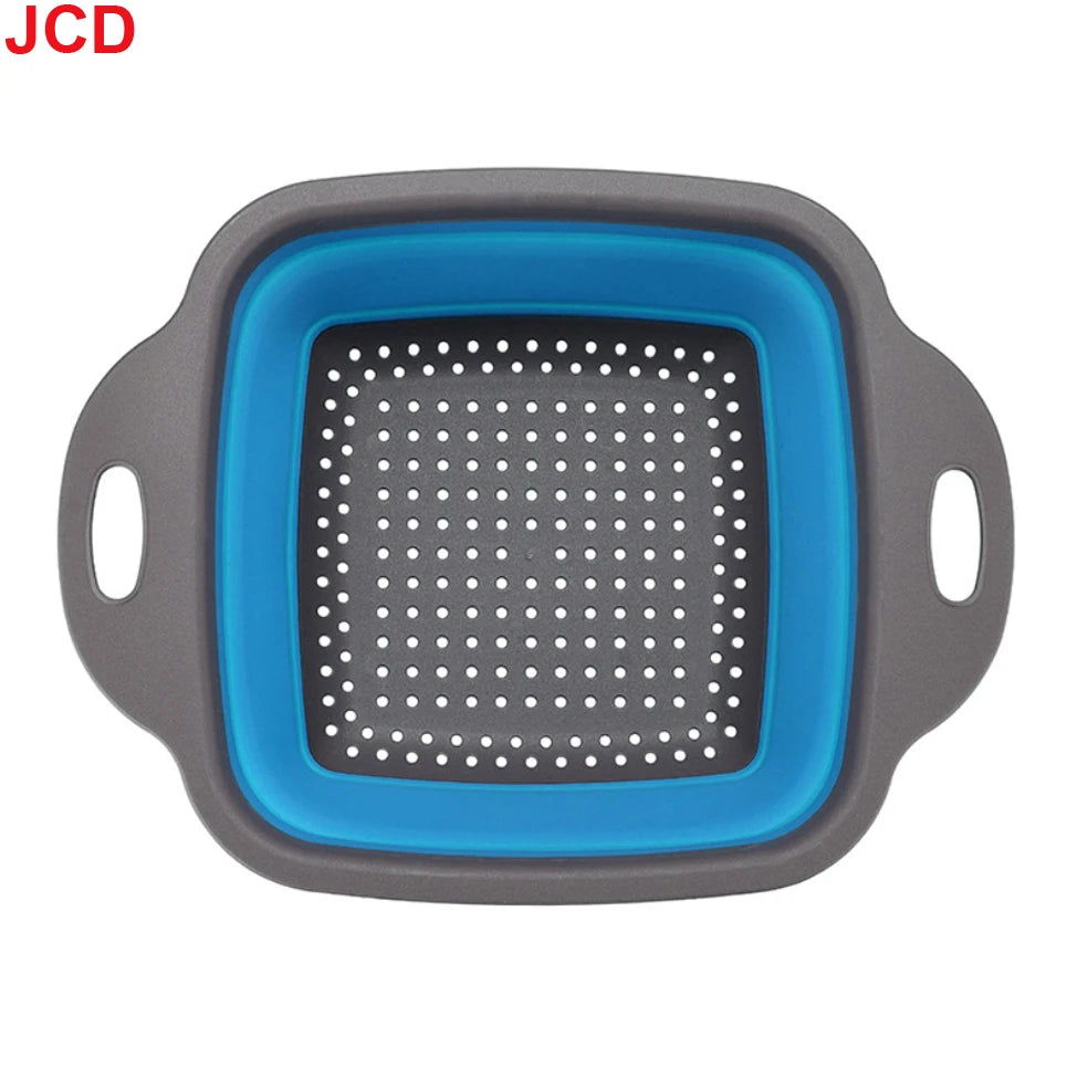 JCD 1pcs Fruit Vegetable Washing Basket Foldable Strainer Silicone Colander Dish Collapsible Drainer Filter Kitchen Storage Tool