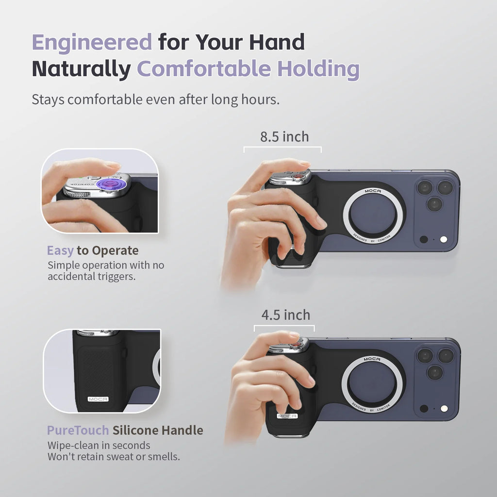 COMITOK Magnetic Phone Grip with Remote Control Portable Shooting Handle for iPhone