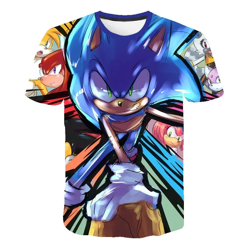 Boys 3D Printing Clothes New Cartoon Anime Sonic T shirt Kids Clothing Boys Girls Cartoon Game Boy Summer Children T-shirt Tops