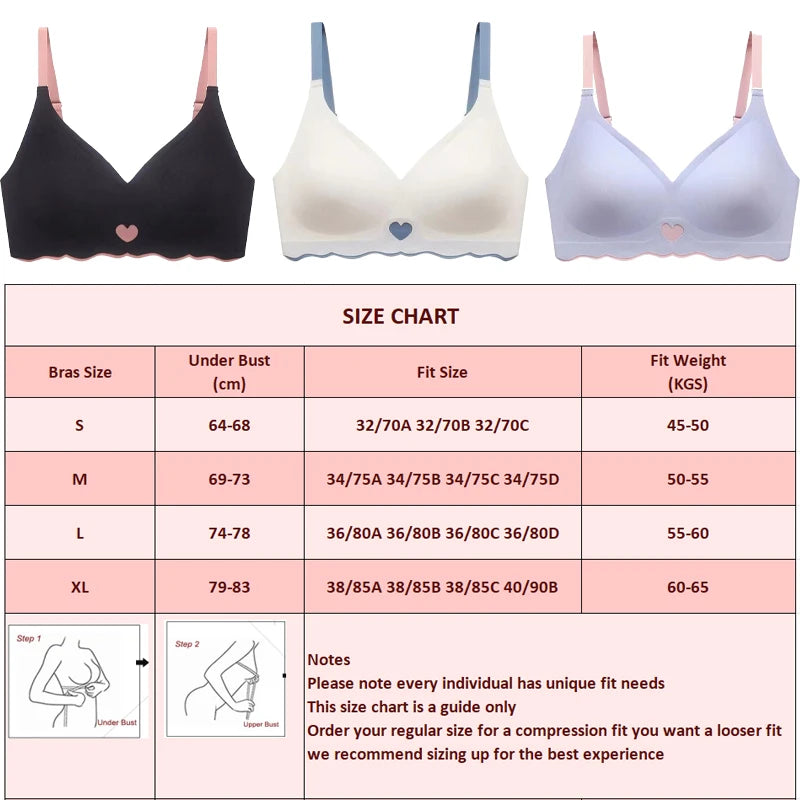 Women Seamless Bras Adjustable Straps Brassire Underwire Soft Sleeping