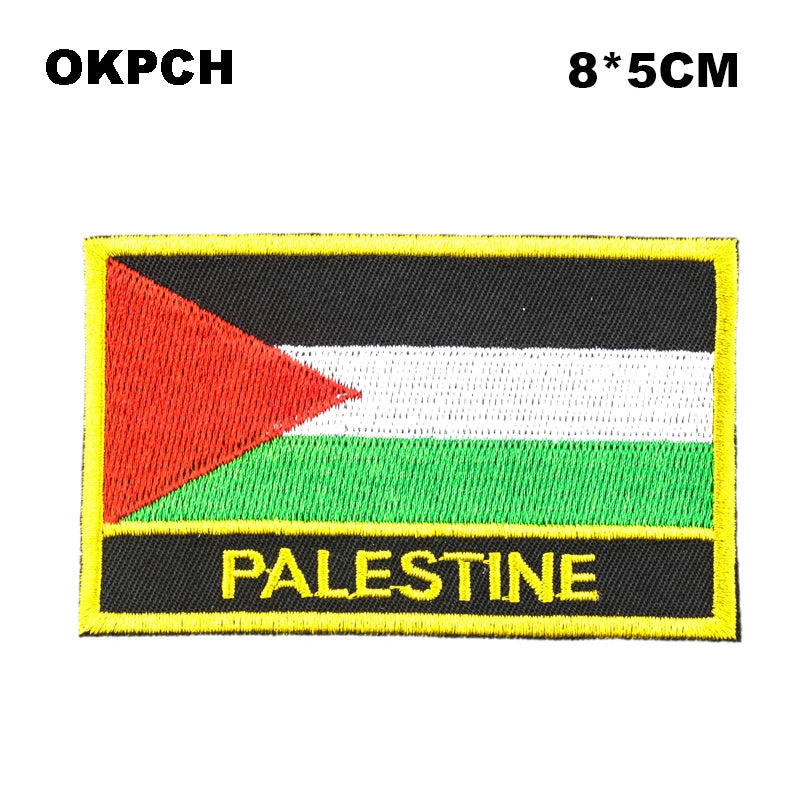 Palestine National Flag Embroidered Iron on Patches for Clothing Metal badges PT0130-3