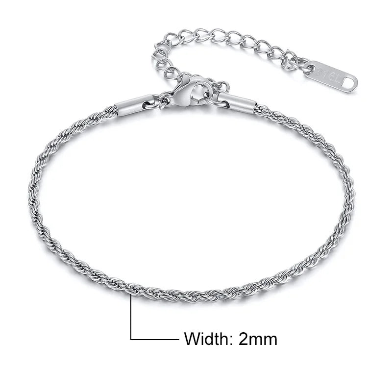 Vnox Unisex Rope Chain Bracelets for Men Women