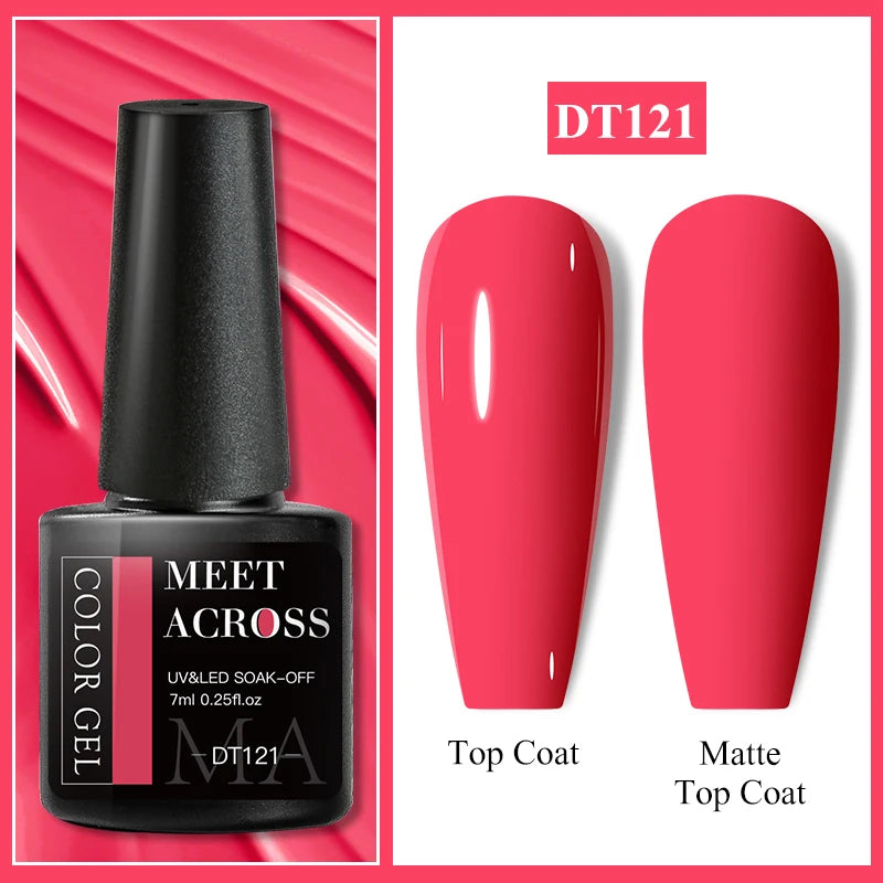 MEET ACROSS 7ml Purple Nail Gel Polish Semi Permanent Nail Art For Nails Decoration