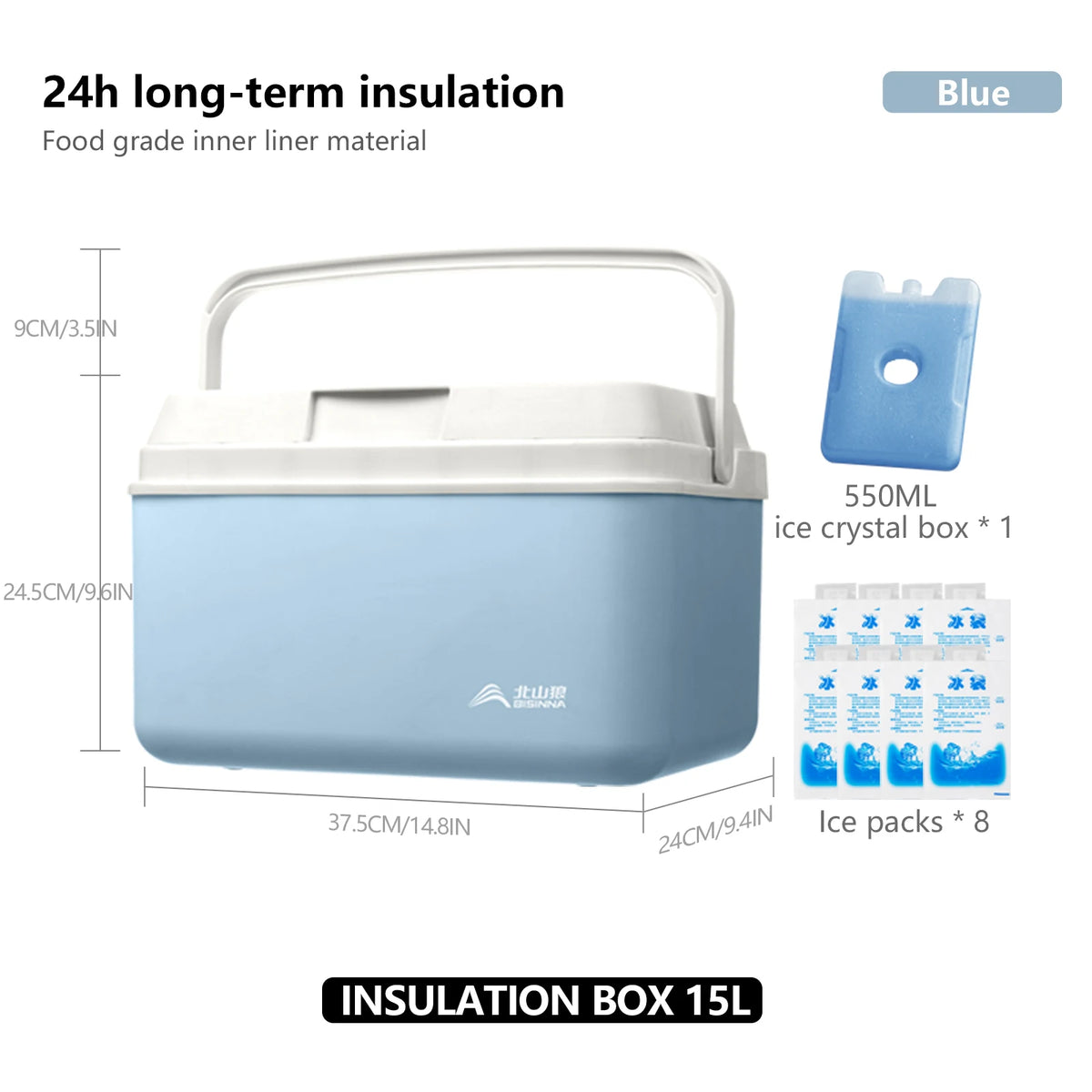 BISINNA Camping Ice Box 6L/9L/15L Portable Fishing Cooler